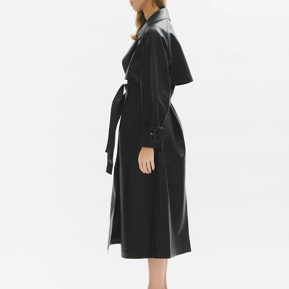 NWT Each Other x Elizabeth Sulcer Long Oversize Vegan Leather Trench Coat - Picture 3 of 10